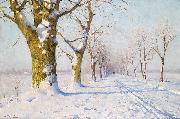 Walter Moras A sunny winters day oil painting